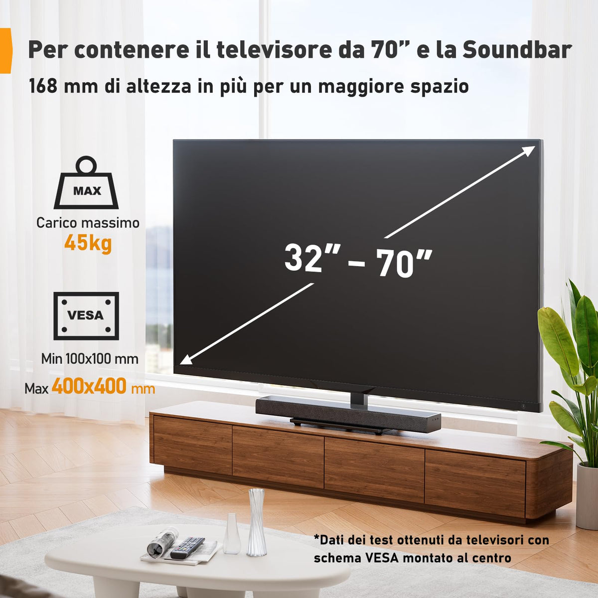Supporto Girevole da Tavolo per TV da 26-60 Pollici - Piedistallo per TV Regolabile in Altezza con Base in Vetro Temperato, VESA Max 400x400mm, Fino a 40 kg