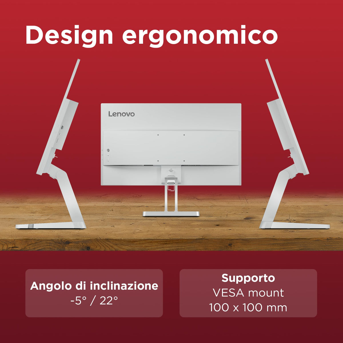 Lenovo L27-45 Monitor IPS 27" Full HD, 144Hz, 1ms, Altoparlanti integrati, HDMI e VGA, Ideale per Gaming, Studio e Home Office, VESA 100x100mm, AMD FreeSync, Inclinazione Regolabile