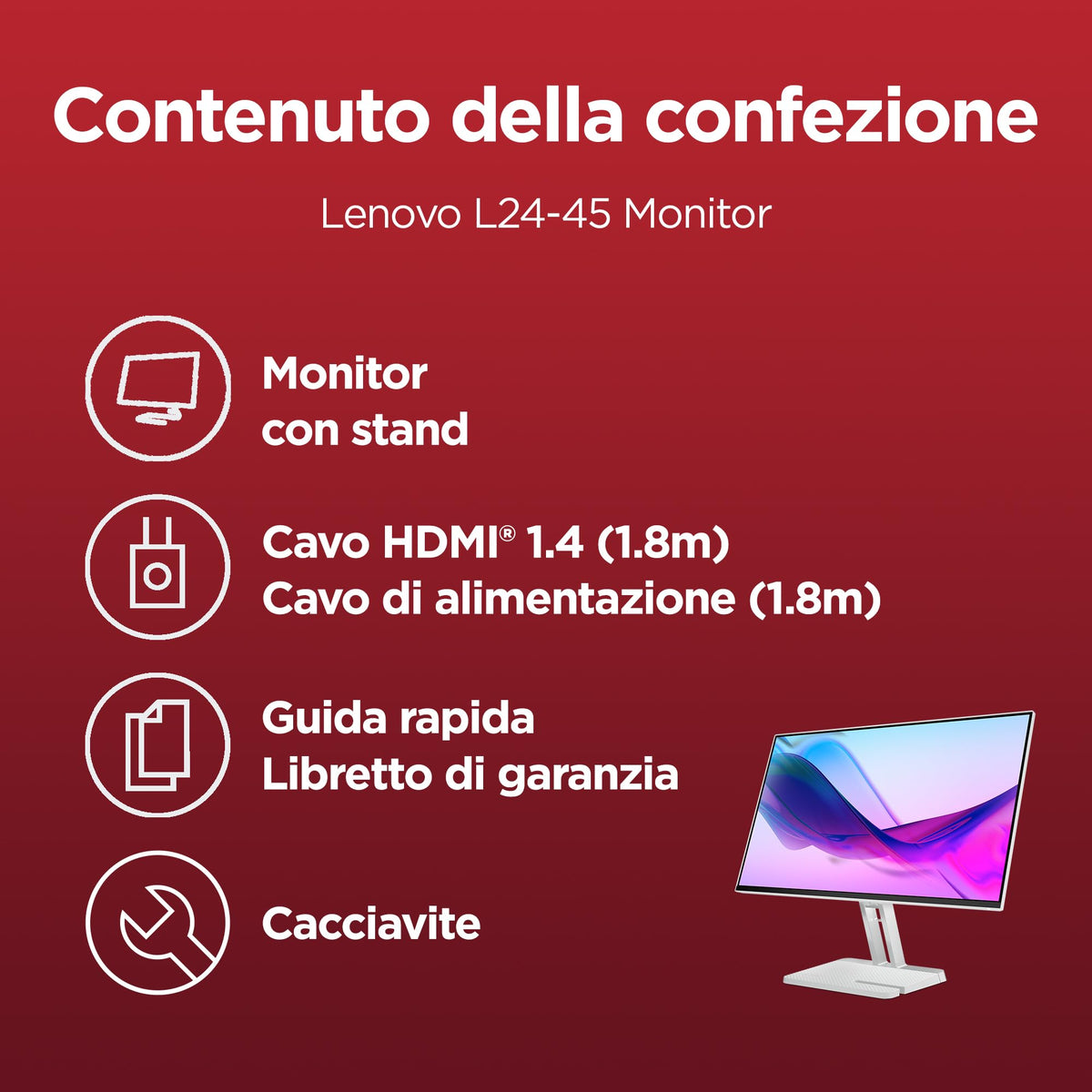 Lenovo L27-45 Monitor IPS 27" Full HD, 144Hz, 1ms, Altoparlanti integrati, HDMI e VGA, Ideale per Gaming, Studio e Home Office, VESA 100x100mm, AMD FreeSync, Inclinazione Regolabile