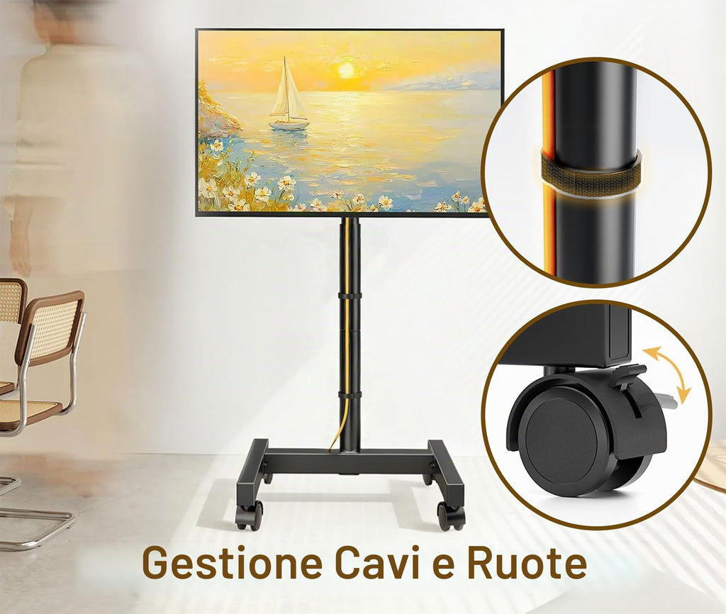 Supporto TV da Pavimento per Schermi Plasma/LCD/LED 23-60 Pollici con Ruote, Carrello Staffa Porta Mobile Supporto TV Fino a 40 kg, Max VESA 400 x 400 mm