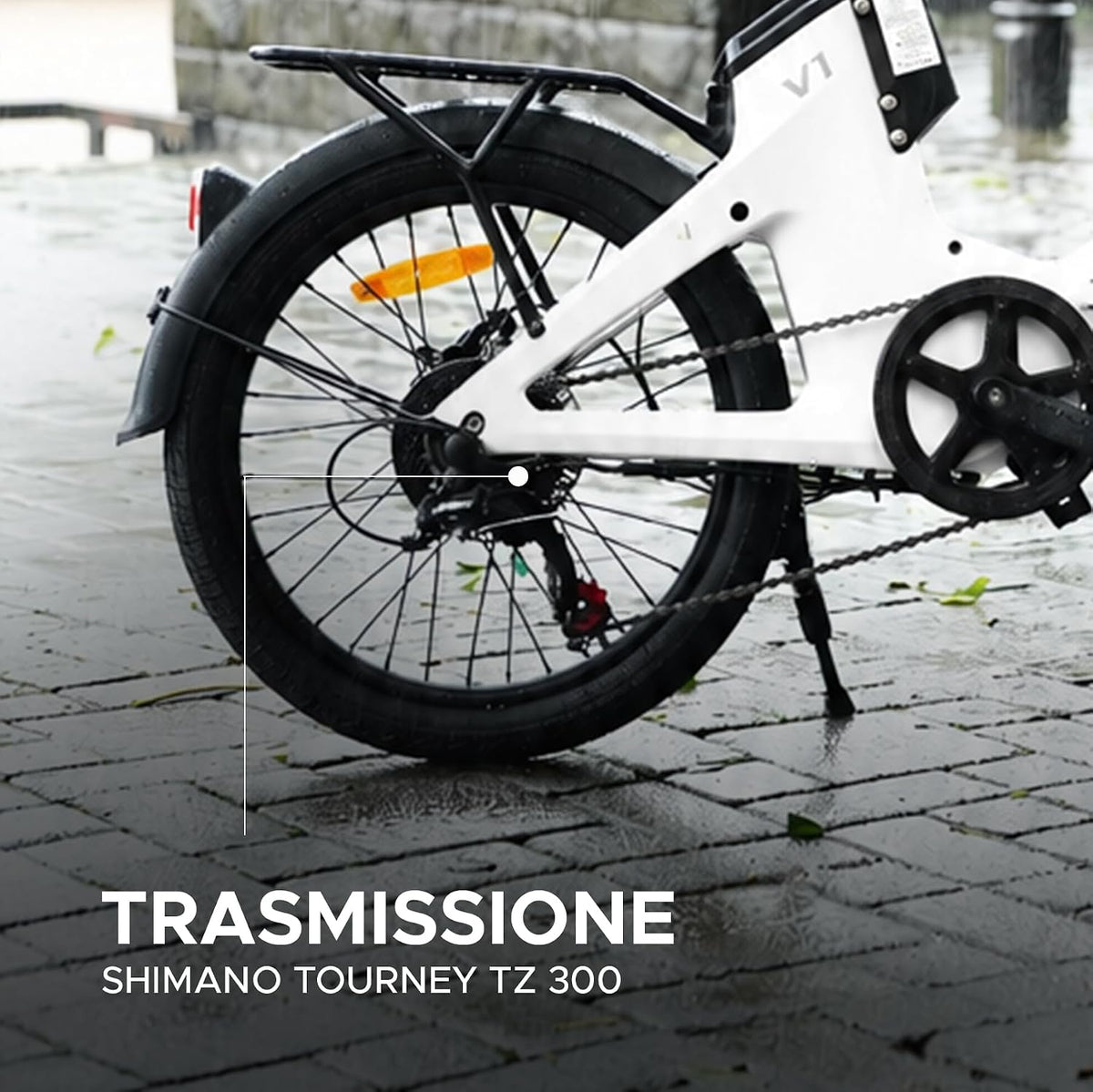 EMotorad V1, Bicicletta Elettrica Pieghevole da Città, Telaio in Lega di Magnesio, Motore 250 W 35 Nm, Batteria Rimovibile 36 V 7,8 Ah, Shimano Tourney 7 Velocità, Freni a Disco Idraulici