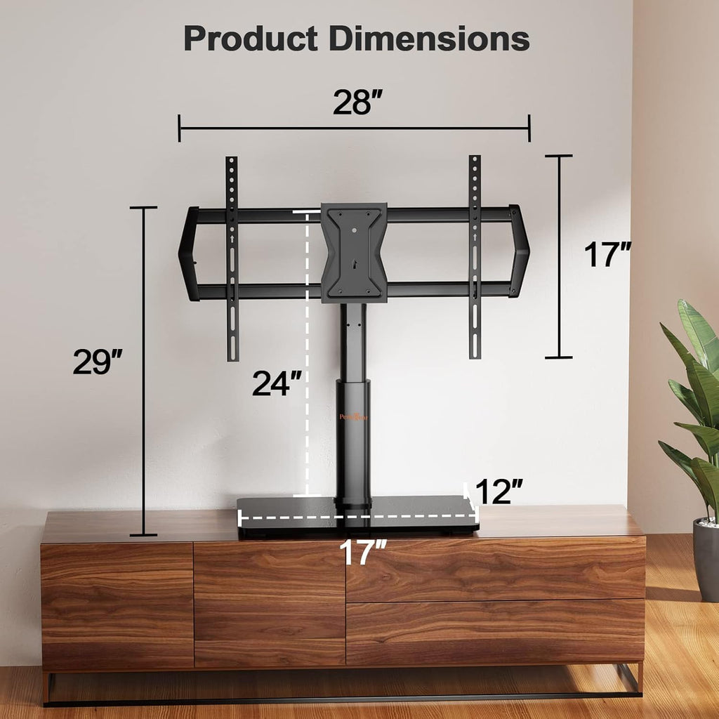 Supporto Girevole da Tavolo per TV da 26-60 Pollici - Piedistallo per TV Regolabile in Altezza con Base in Vetro Temperato, VESA Max 400x400mm, Fino a 40 kg