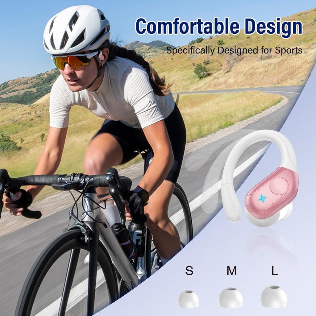 Qecnato Cuffie Bluetooth Senza Fili, Auricolari Bluetooth 5.4 con Stereo HiFi, 75 Ore, Auricolari con 4 ENC Mic, Display LED, IP7 impermeabili Cuffiette Wireless per Jogging, Lavoro, Nero