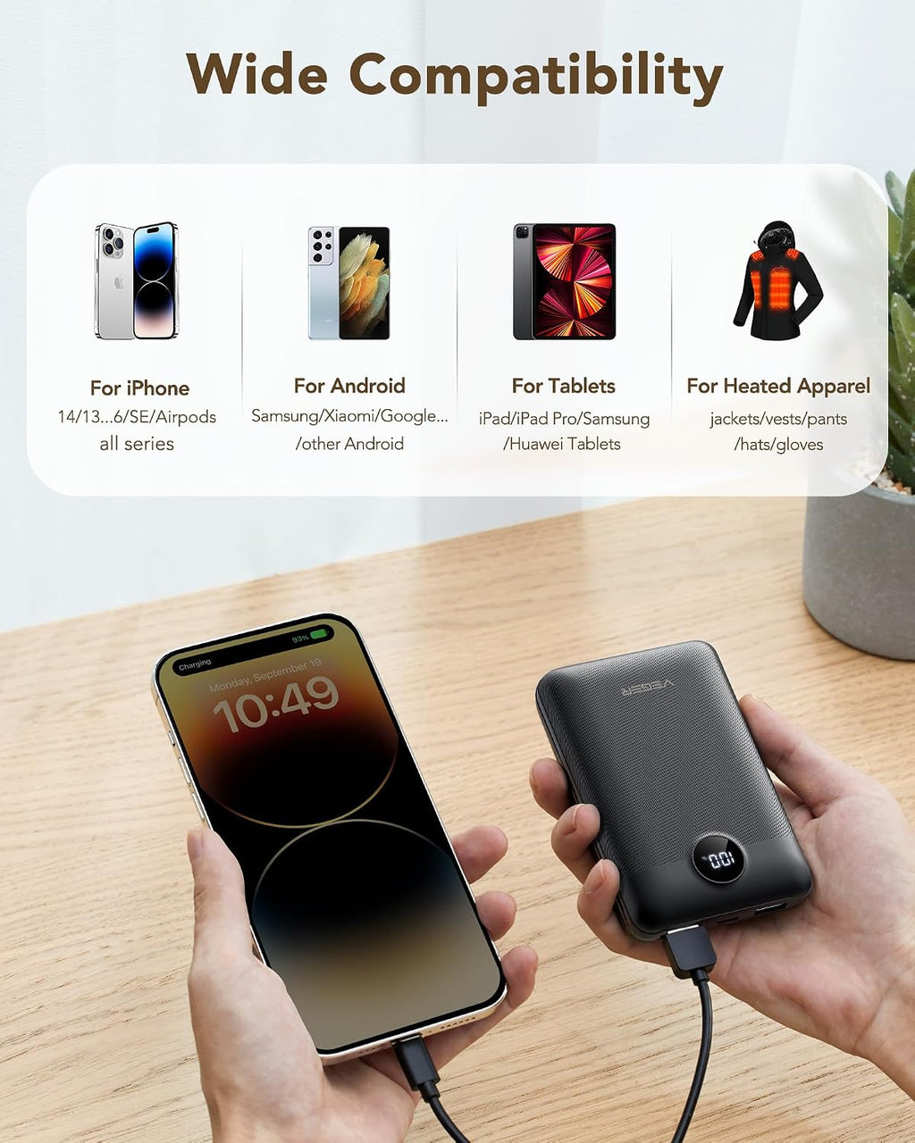 VEGER Power Bank 20000mAh, 22,5W Caricatore Ricarica Rapida PD3.0 QC4.0