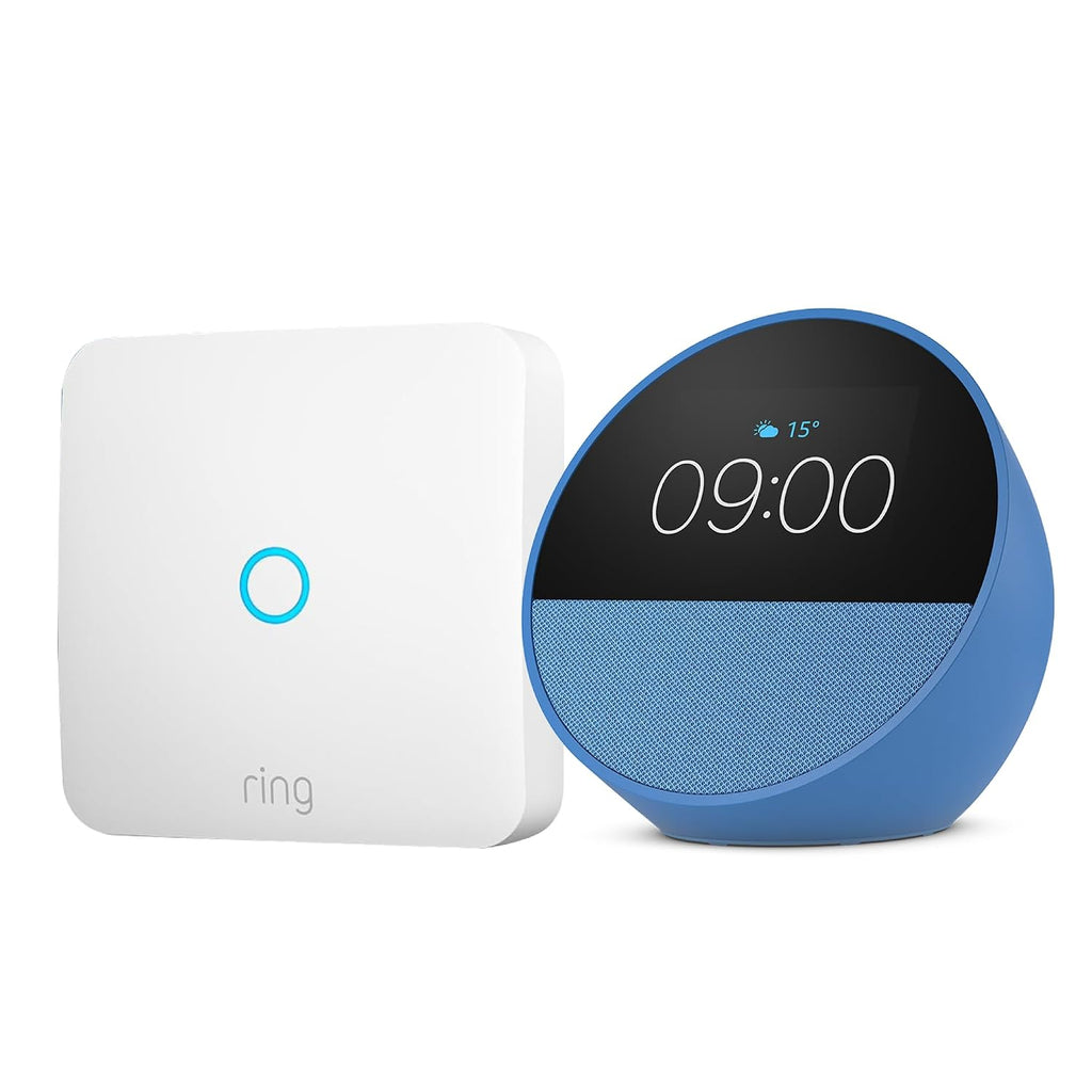 Amazon Echo Spot (Ultimo modello) | Blu + Ring Intercom Audio | Rendi il tuo citofono più intelligente