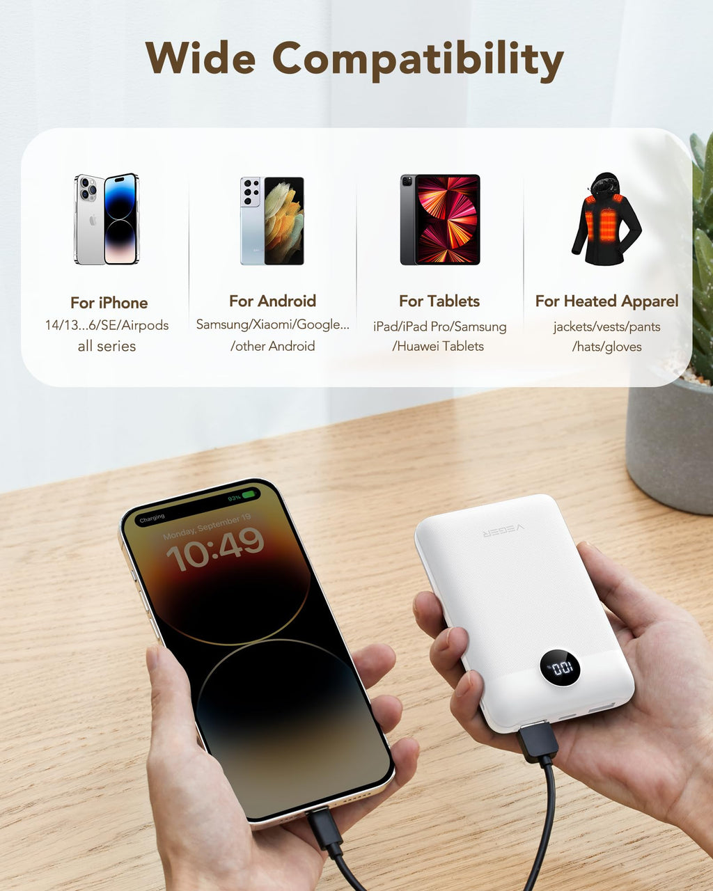 VEGER Power Bank 20000mAh, 22,5W Caricatore Ricarica Rapida PD3.0 QC4.0