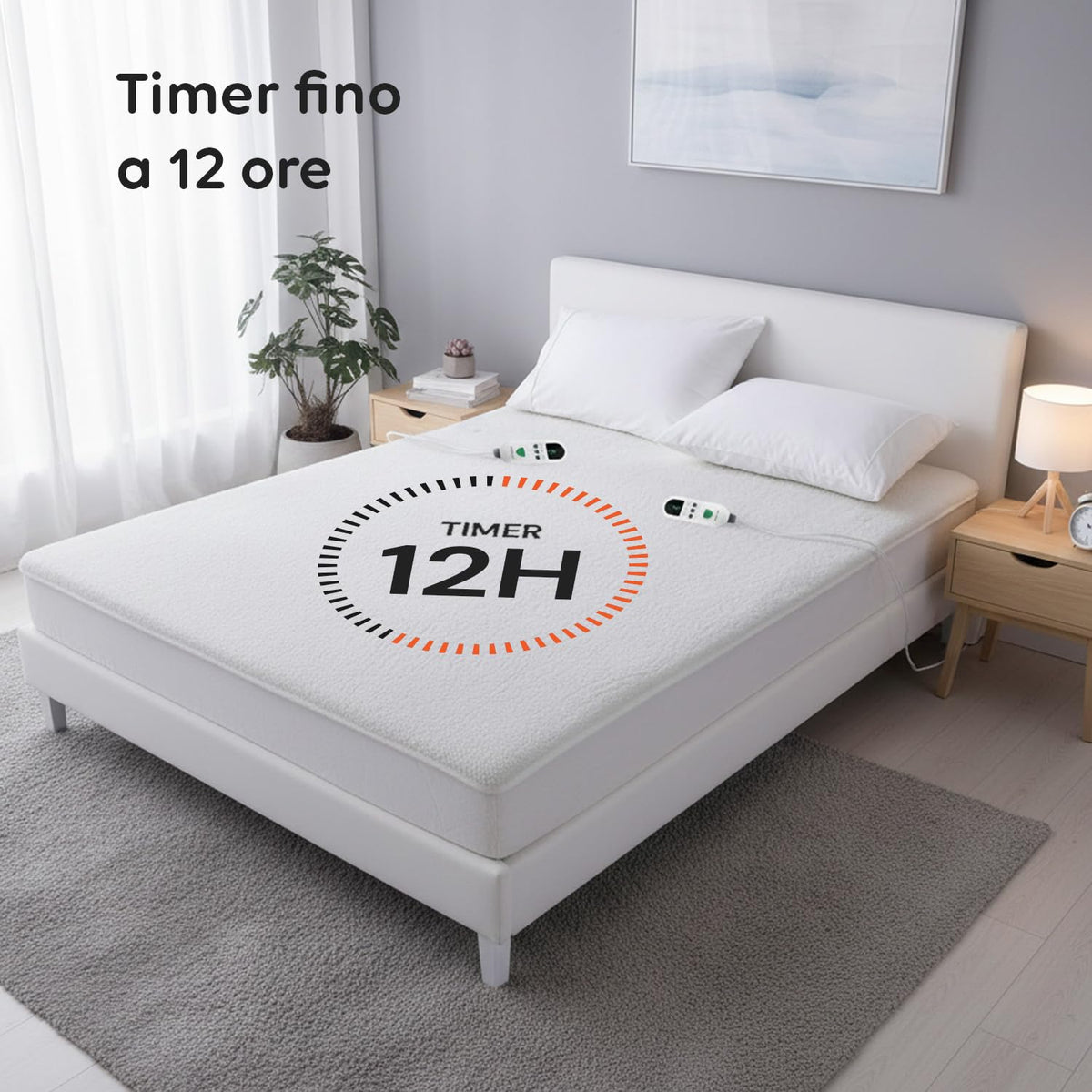 Wintem - Comfy+ Coprimaterasso Elettrico Matrimoniale 160x140cm - Scaldaletto con 4 Livelli di Temperatura - Coperta Elettrica Riscaldante in Poliestere - Timer 8h - Sicurezza Anti-Surriscaldamento