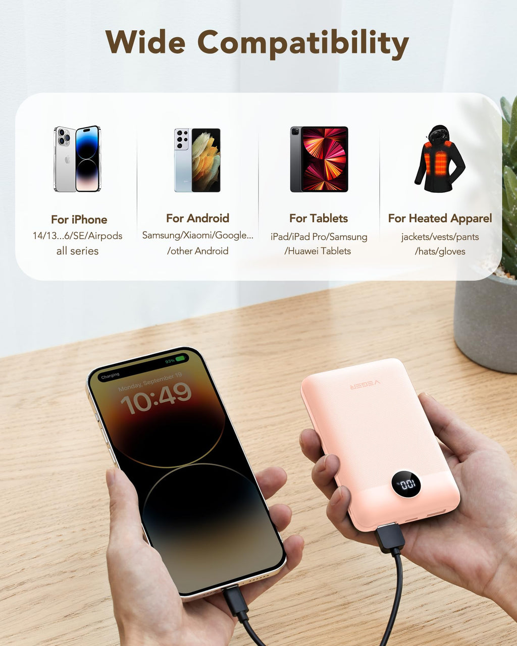 VEGER Power Bank 20000mAh, 22,5W Caricatore Ricarica Rapida PD3.0 QC4.0