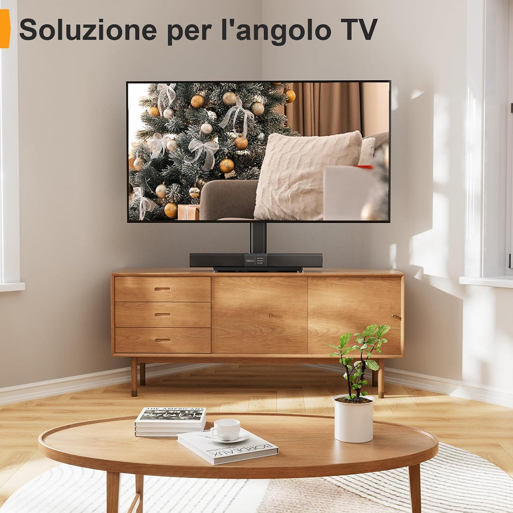 Supporto Girevole da Tavolo per TV da 26-60 Pollici - Piedistallo per TV Regolabile in Altezza con Base in Vetro Temperato, VESA Max 400x400mm, Fino a 40 kg
