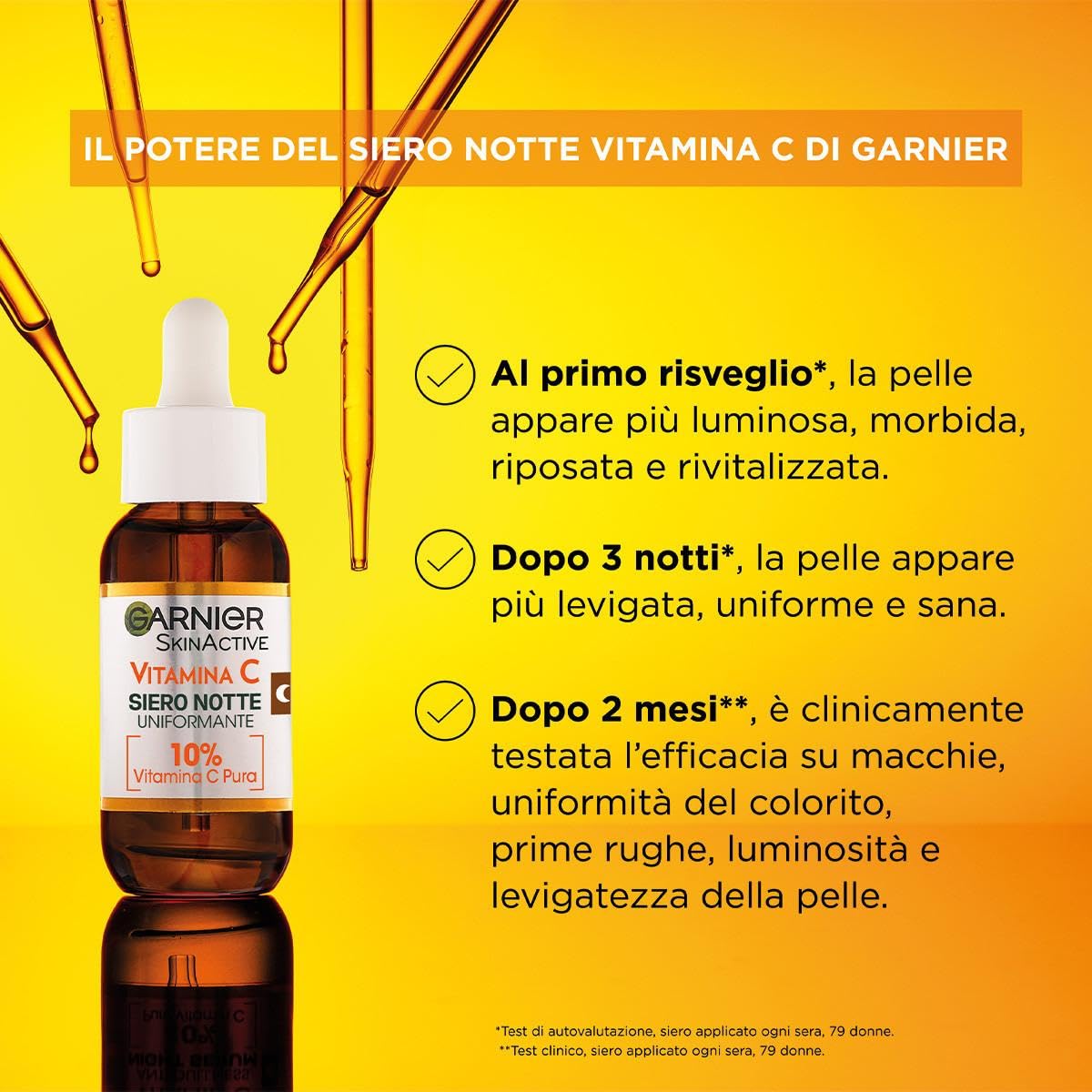 Garnier Siero Viso Vitamina C Anti-Macchie, Illuminante e Rimpolpante, Arricchito con Vitamina C, Niacinamide e Acido Salicilico, Pelle Libera dalle Macchie Scure in 6 Giorni, Incarnato Luminoso, 30ml
