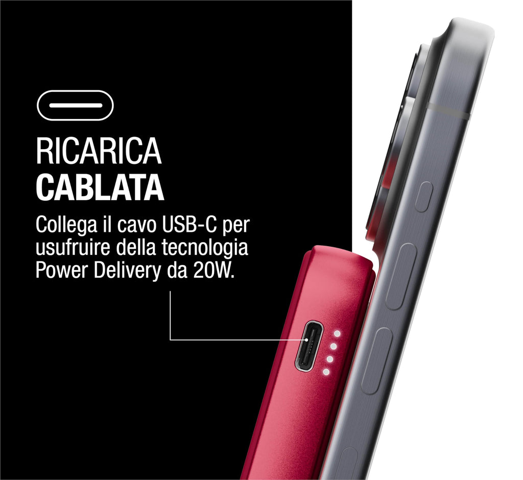 Fresh 'n Rebel Powerbank Magnetico Senza Fili 5000mAh, compatibile con MagSafe, Ricarica Rapida PD 20W, porta USB-C (in/Out), per iPhone 17/16/15/14/13/12, Portatile, con Supporto (Storm Grey)