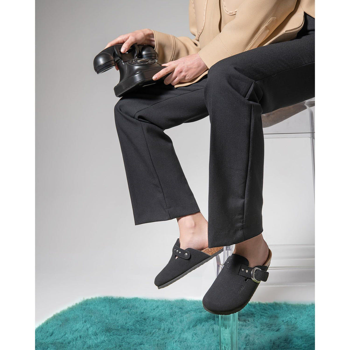 PERLETTI Ciabatte Donna Estive con Doppia Fibbia - Ciabatte Mare Dorate Comode - Sandali Comfort da Casa