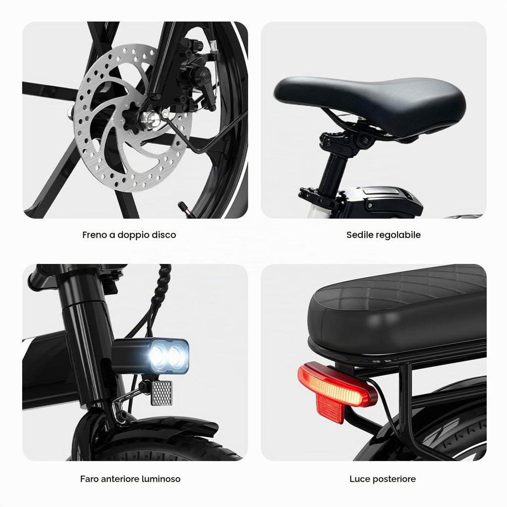 EVERCROSS Bicicletta Elettrica per Adulti, 250W Bici da Montagna,16"/20"/27,5" Pneumatici Grassi E-Bike, Fino a 25KM/H, 36V/48V Batteria Rimovibile E-Bici,Sistema a Doppio Disco