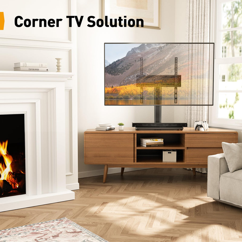 Supporto Girevole da Tavolo per TV da 26-60 Pollici - Piedistallo per TV Regolabile in Altezza con Base in Vetro Temperato, VESA Max 400x400mm, Fino a 40 kg