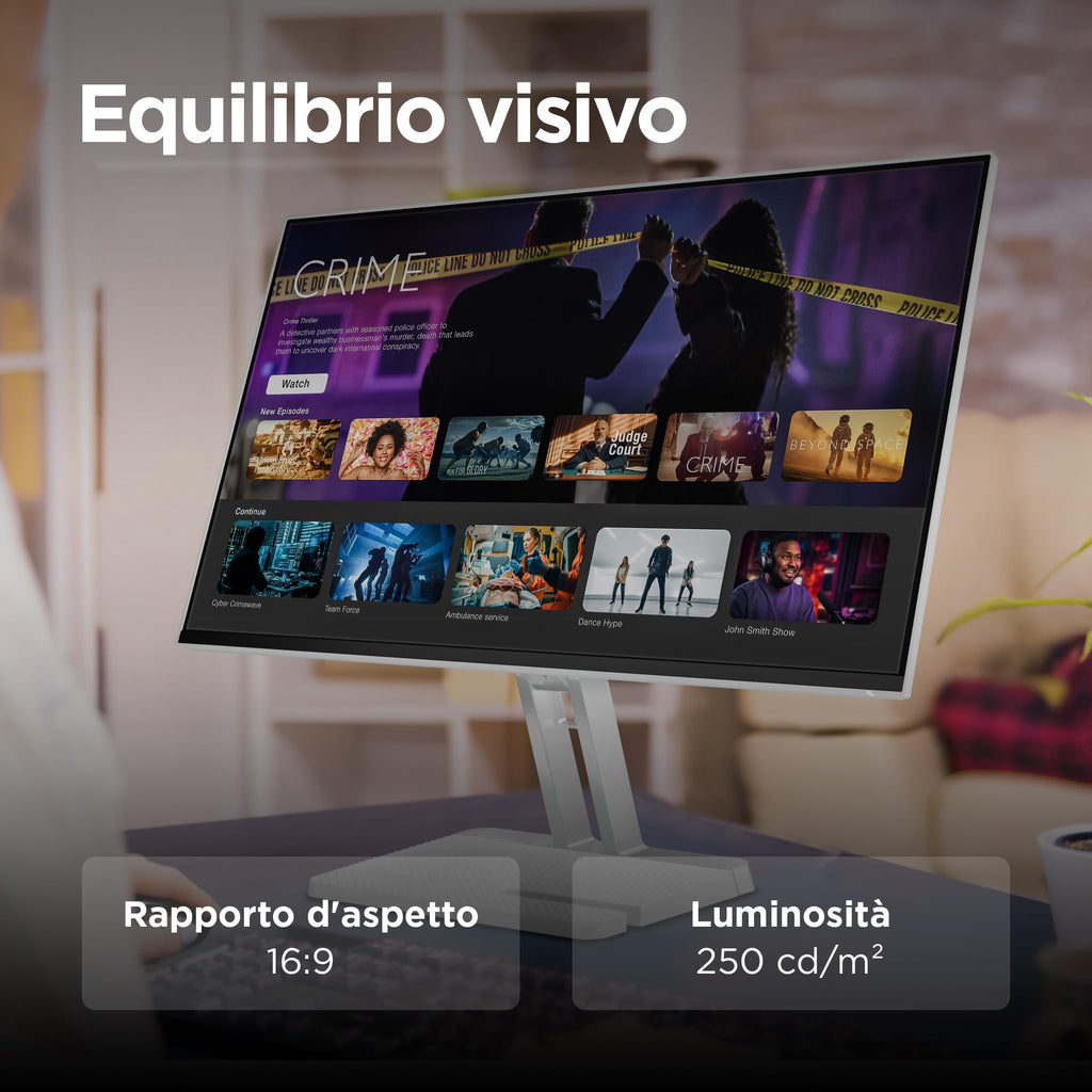 Lenovo L27-45 Monitor IPS 27" Full HD, 144Hz, 1ms, Altoparlanti integrati, HDMI e VGA, Ideale per Gaming, Studio e Home Office, VESA 100x100mm, AMD FreeSync, Inclinazione Regolabile