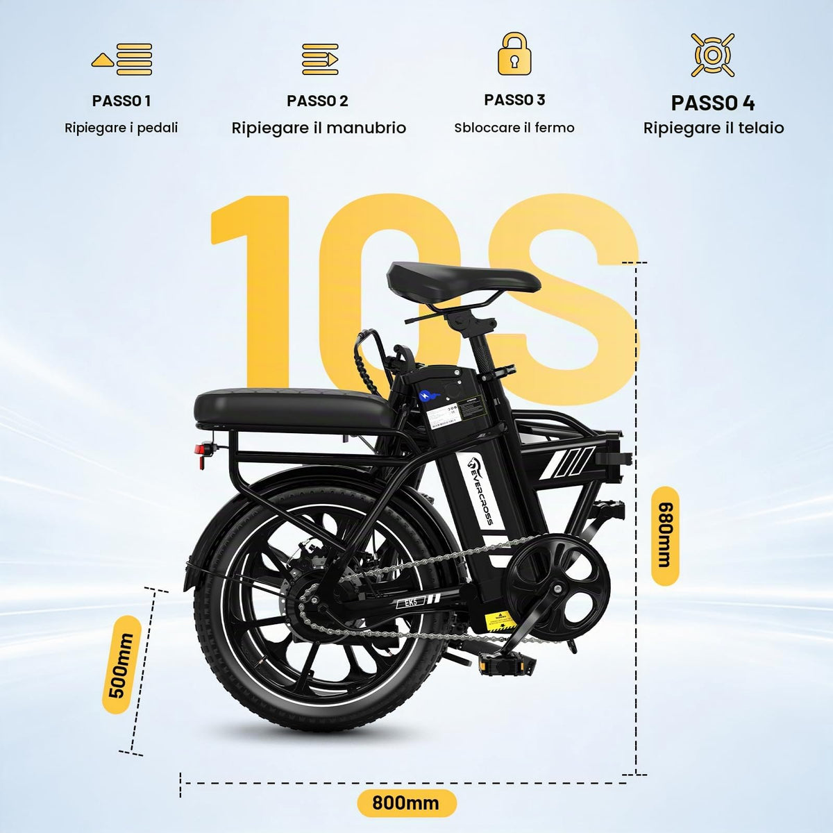 EVERCROSS Bicicletta Elettrica per Adulti, 250W Bici da Montagna,16"/20"/27,5" Pneumatici Grassi E-Bike, Fino a 25KM/H, 36V/48V Batteria Rimovibile E-Bici,Sistema a Doppio Disco
