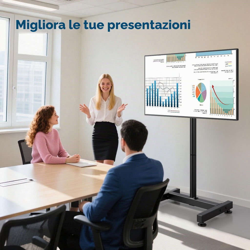 Supporto TV da Pavimento per Schermi Plasma/LCD/LED 23-60 Pollici con Ruote, Carrello Staffa Porta Mobile Supporto TV Fino a 40 kg, Max VESA 400 x 400 mm