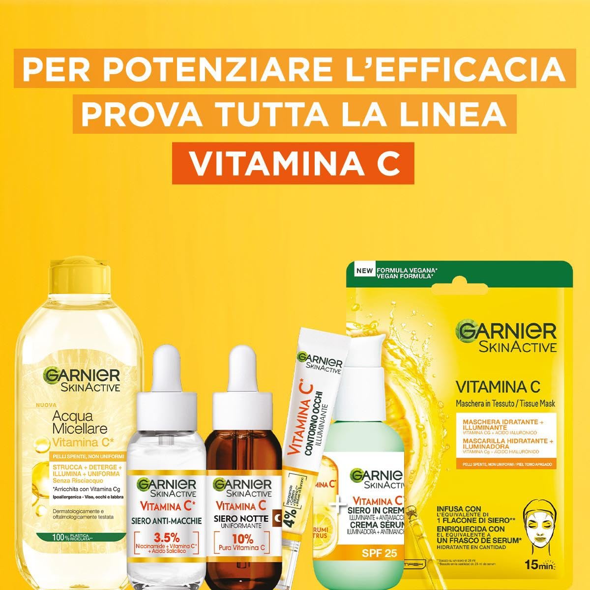 Garnier Siero Viso Vitamina C Anti-Macchie, Illuminante e Rimpolpante, Arricchito con Vitamina C, Niacinamide e Acido Salicilico, Pelle Libera dalle Macchie Scure in 6 Giorni, Incarnato Luminoso, 30ml