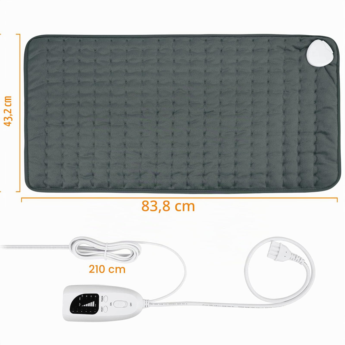 Termoforo Elettrico, Pad Elettrico con Spegnimento Automatico e 6 Livelli di Temperatura, Pad Riscaldante per Schiena, Spalla, Pancia Tecnologia di Riscaldamento(Grigio Scuro, 30x60 cm)