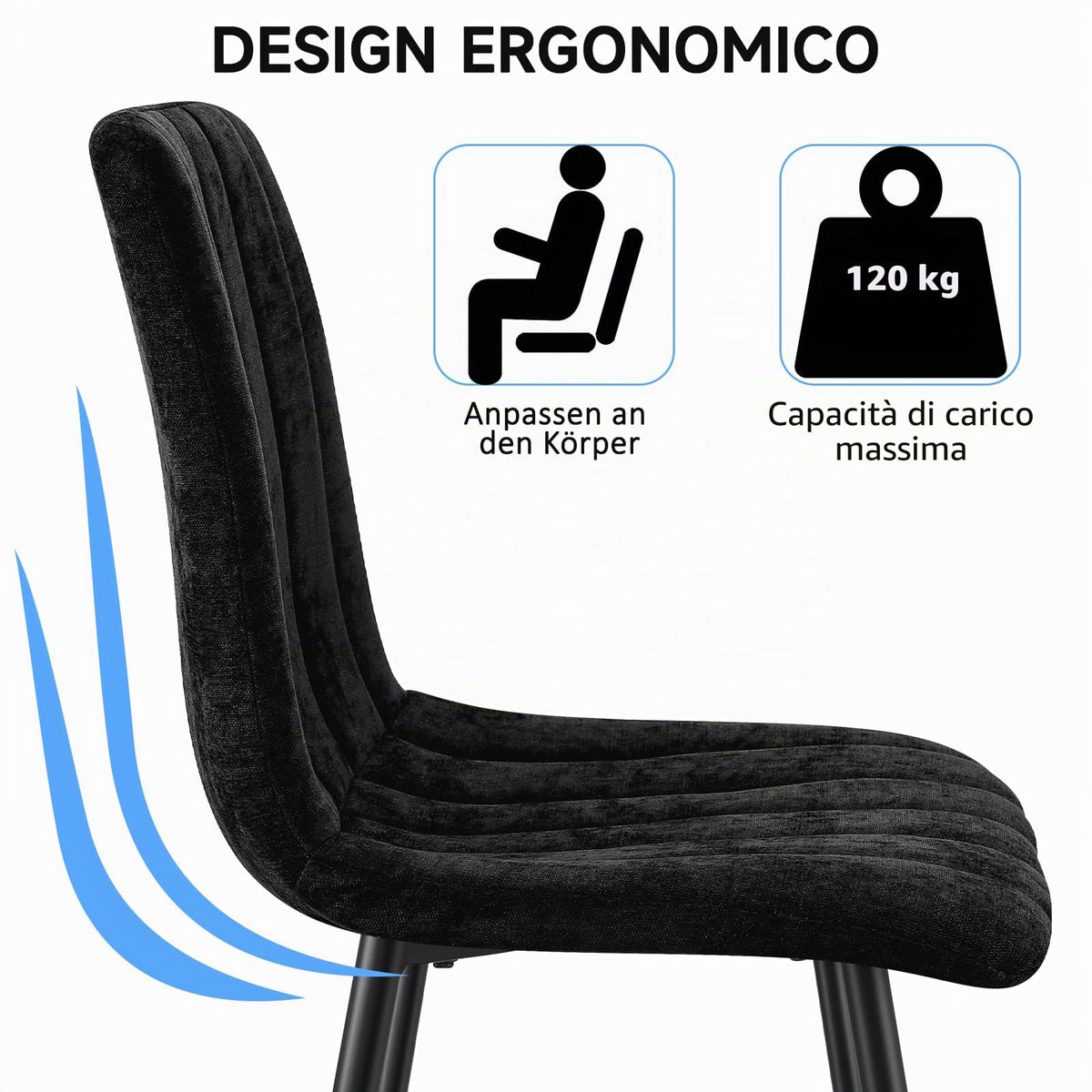 Set di 4 Sedie Da Pranzo,Tessuto di Lino Traspirante,Grigio