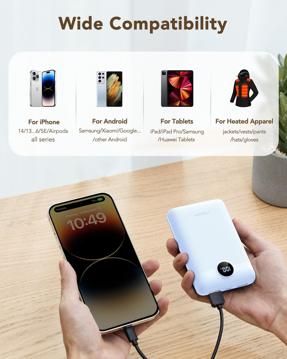 VEGER Power Bank 20000mAh, 22,5W Caricatore Ricarica Rapida PD3.0 QC4.0