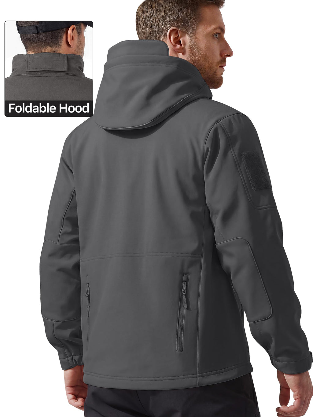 FREE SOLDIER Giacca Softshell Giacche Militari Softshell da Uomo Fodera in Pile da Esterno Giacca Antivento Impermeabile con Cappuccio Giacche tattiche Calde Multitasche per Escursioni di Caccia Uomo