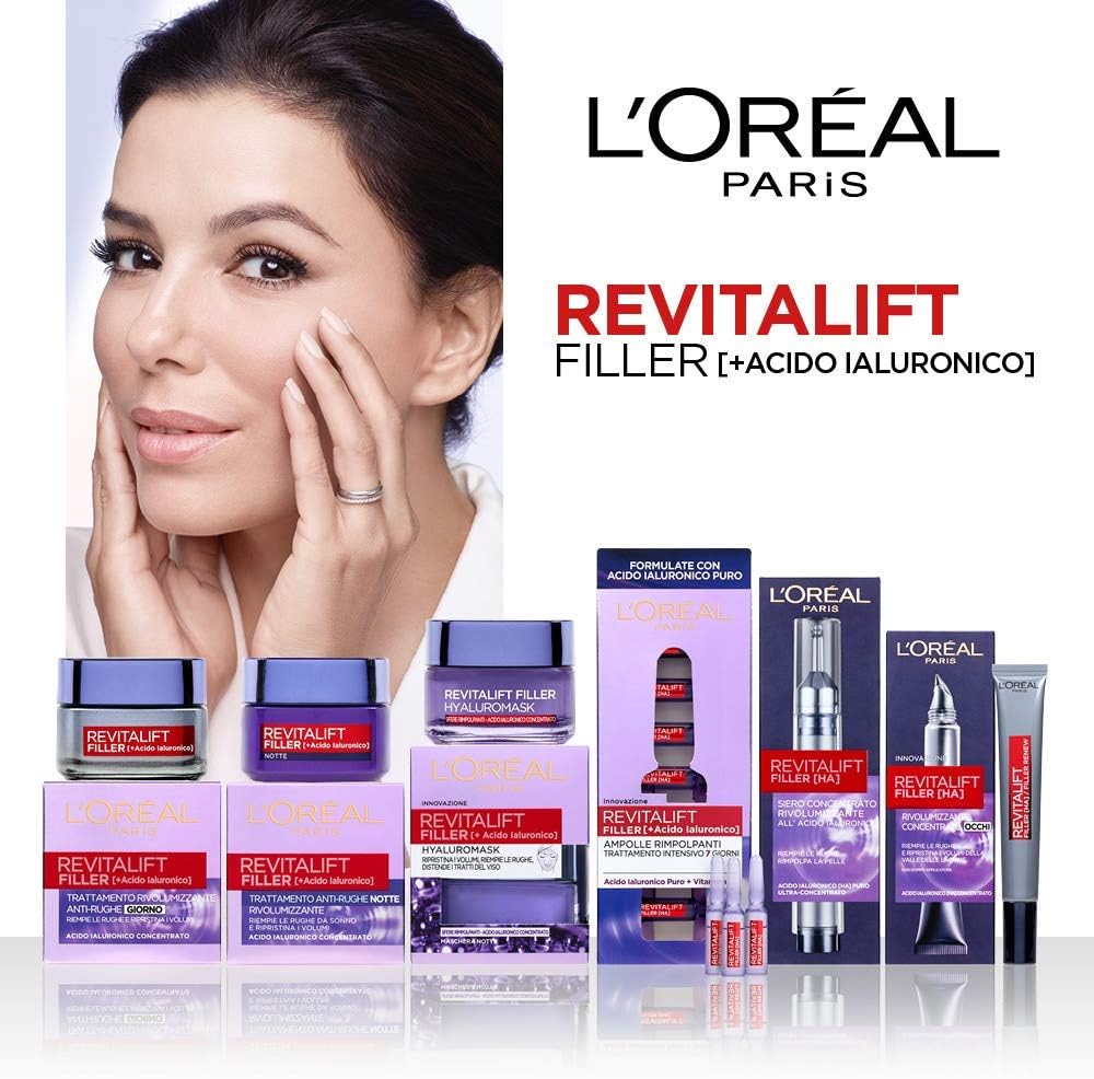 L'Oréal Paris Contorno Occhi Revitalift Filler, Azione Antirughe Rivolumizzante con Acido Ialuronico Concentrato, 15 ml