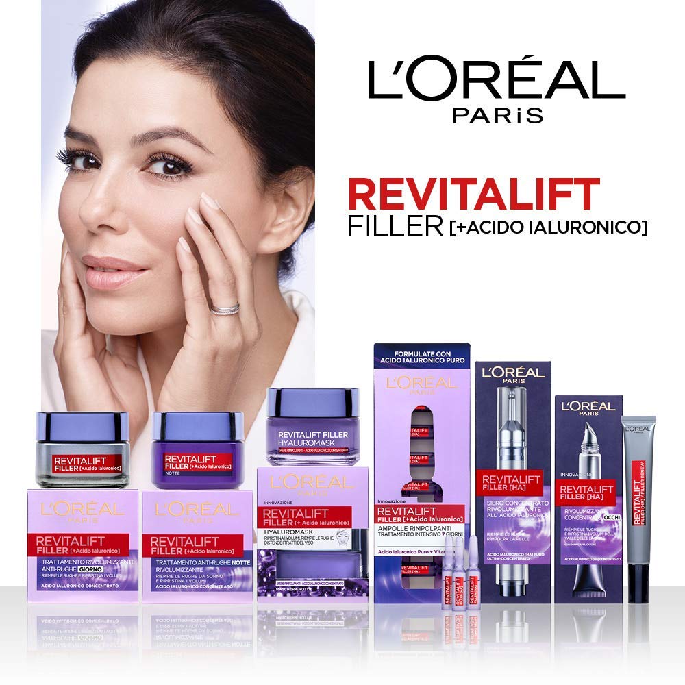 L'Oréal Paris Contorno Occhi Revitalift Filler, Azione Antirughe Rivolumizzante con Acido Ialuronico Concentrato, 15 ml