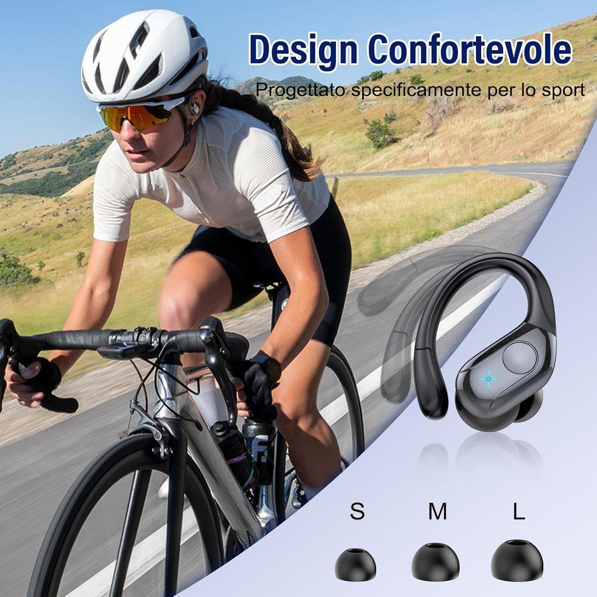 Qecnato Cuffie Bluetooth Senza Fili, Auricolari Bluetooth 5.4 con Stereo HiFi, 75 Ore, Auricolari con 4 ENC Mic, Display LED, IP7 impermeabili Cuffiette Wireless per Jogging, Lavoro, Nero