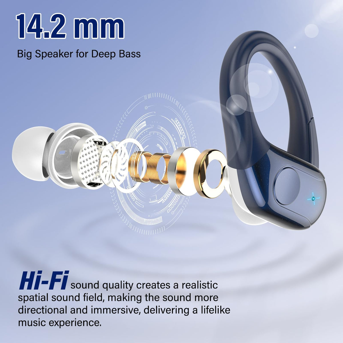 Qecnato Cuffie Bluetooth Senza Fili, Auricolari Bluetooth 5.4 con Stereo HiFi, 75 Ore, Auricolari con 4 ENC Mic, Display LED, IP7 impermeabili Cuffiette Wireless per Jogging, Lavoro, Nero