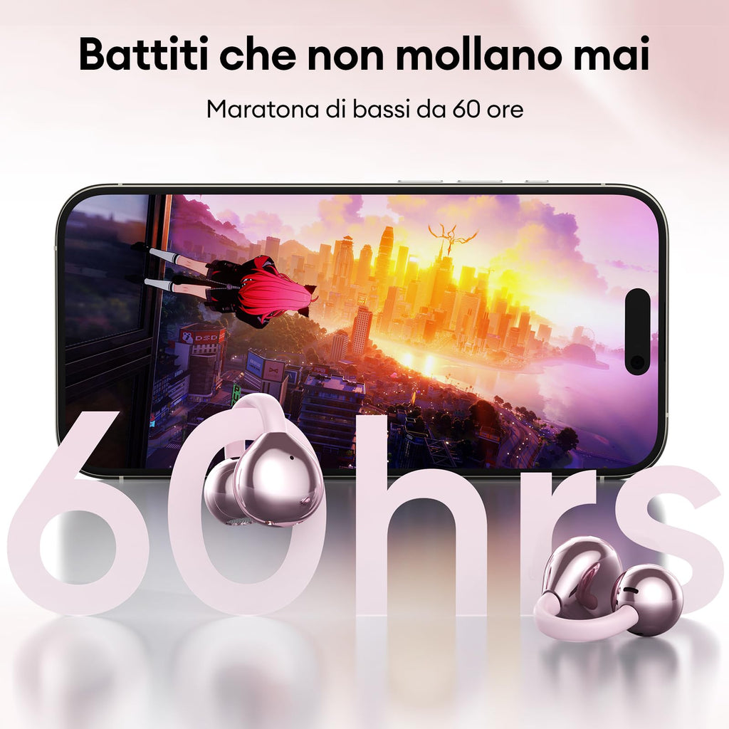 ZOMBIES CAT Auricolari Open Ear Clip-on con Schermo Touch Intelligente – Cuffie Bluetooth 5.4, Audio HiFi, Controllo Musicale & Volume, Auricolari Bluetooth per Sport,M100 Nero