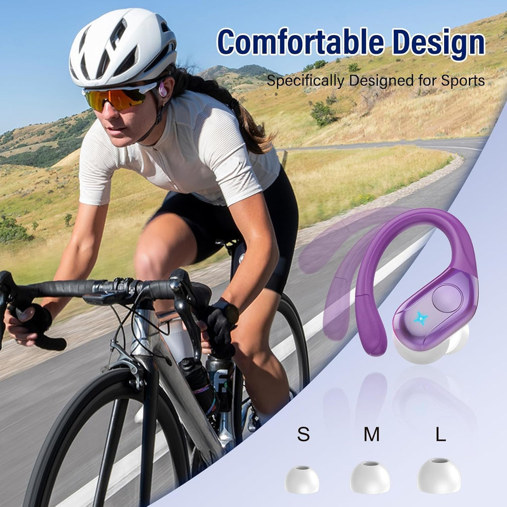 Qecnato Cuffie Bluetooth Senza Fili, Auricolari Bluetooth 5.4 con Stereo HiFi, 75 Ore, Auricolari con 4 ENC Mic, Display LED, IP7 impermeabili Cuffiette Wireless per Jogging, Lavoro, Nero