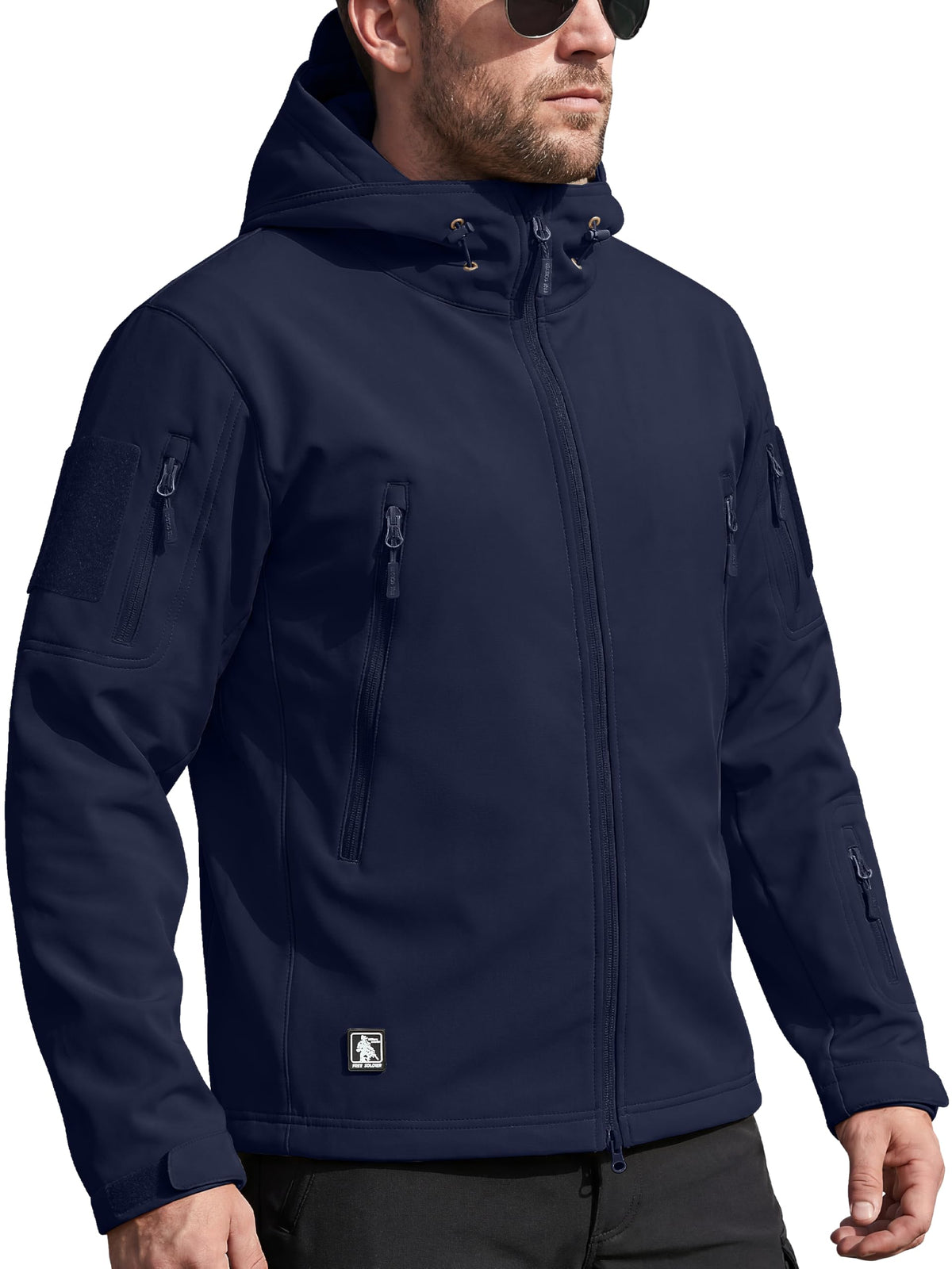 FREE SOLDIER Giacca Softshell Giacche Militari Softshell da Uomo Fodera in Pile da Esterno Giacca Antivento Impermeabile con Cappuccio Giacche tattiche Calde Multitasche per Escursioni di Caccia Uomo