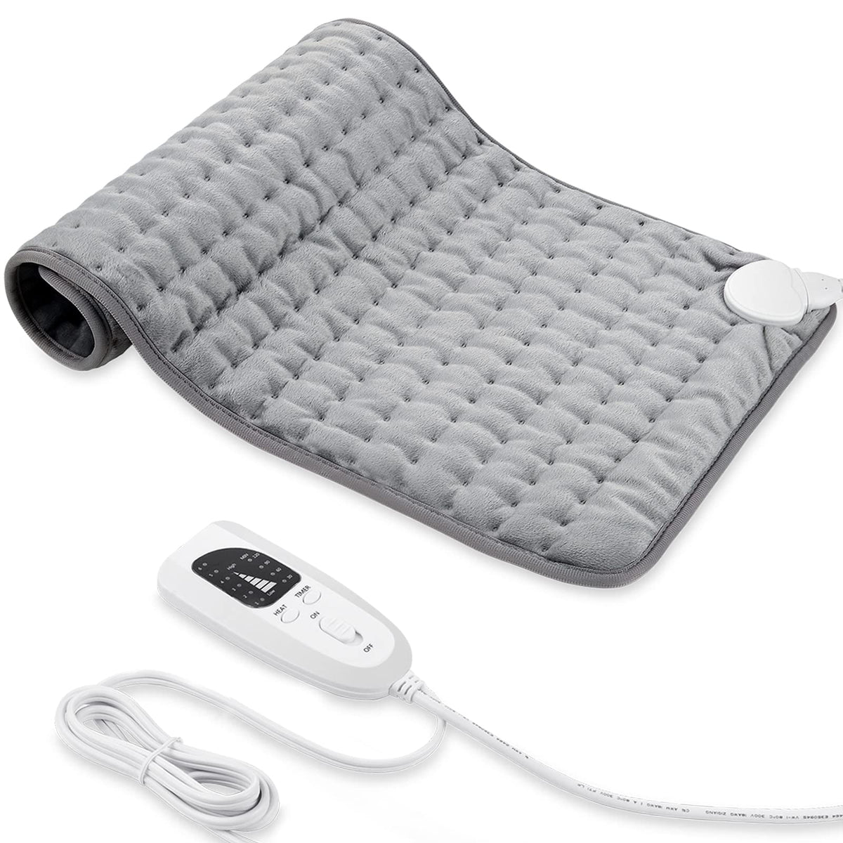 Termoforo Elettrico, Pad Elettrico con Spegnimento Automatico e 6 Livelli di Temperatura, Pad Riscaldante per Schiena, Spalla, Pancia Tecnologia di Riscaldamento(Grigio Scuro, 30x60 cm)