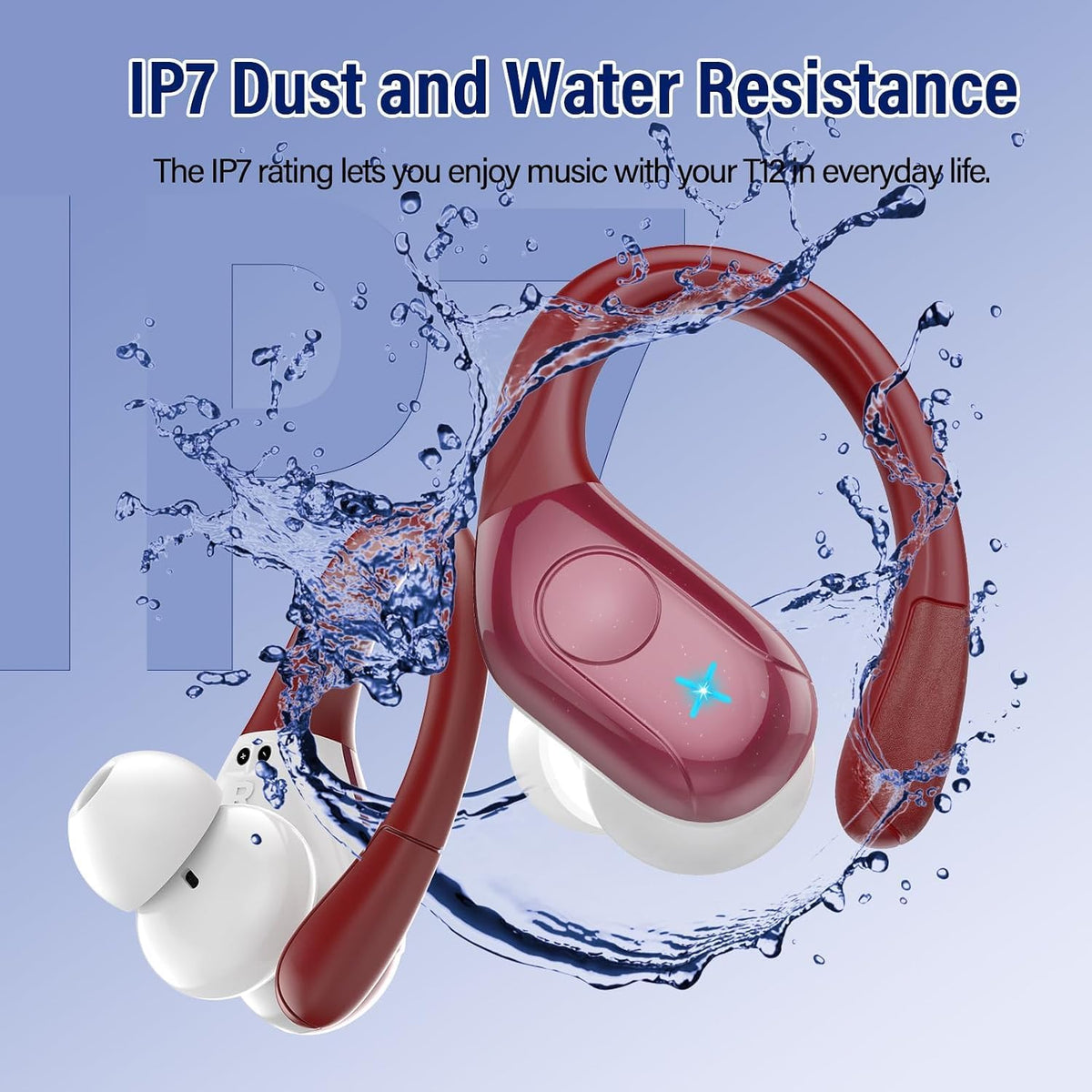 Qecnato Cuffie Bluetooth Senza Fili, Auricolari Bluetooth 5.4 con Stereo HiFi, 75 Ore, Auricolari con 4 ENC Mic, Display LED, IP7 impermeabili Cuffiette Wireless per Jogging, Lavoro, Nero