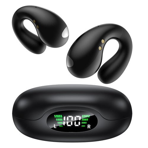2026 Sports Cuffie Bluetooth 6.1 - Wireless Auricolari Clip Orecchio Elegante Auricolari ad Alte Prestazioni per Gli Amanti Degli Sport All'aperto con Caso di Ricarica,USB-C, IPX7 - Carbonio Nero