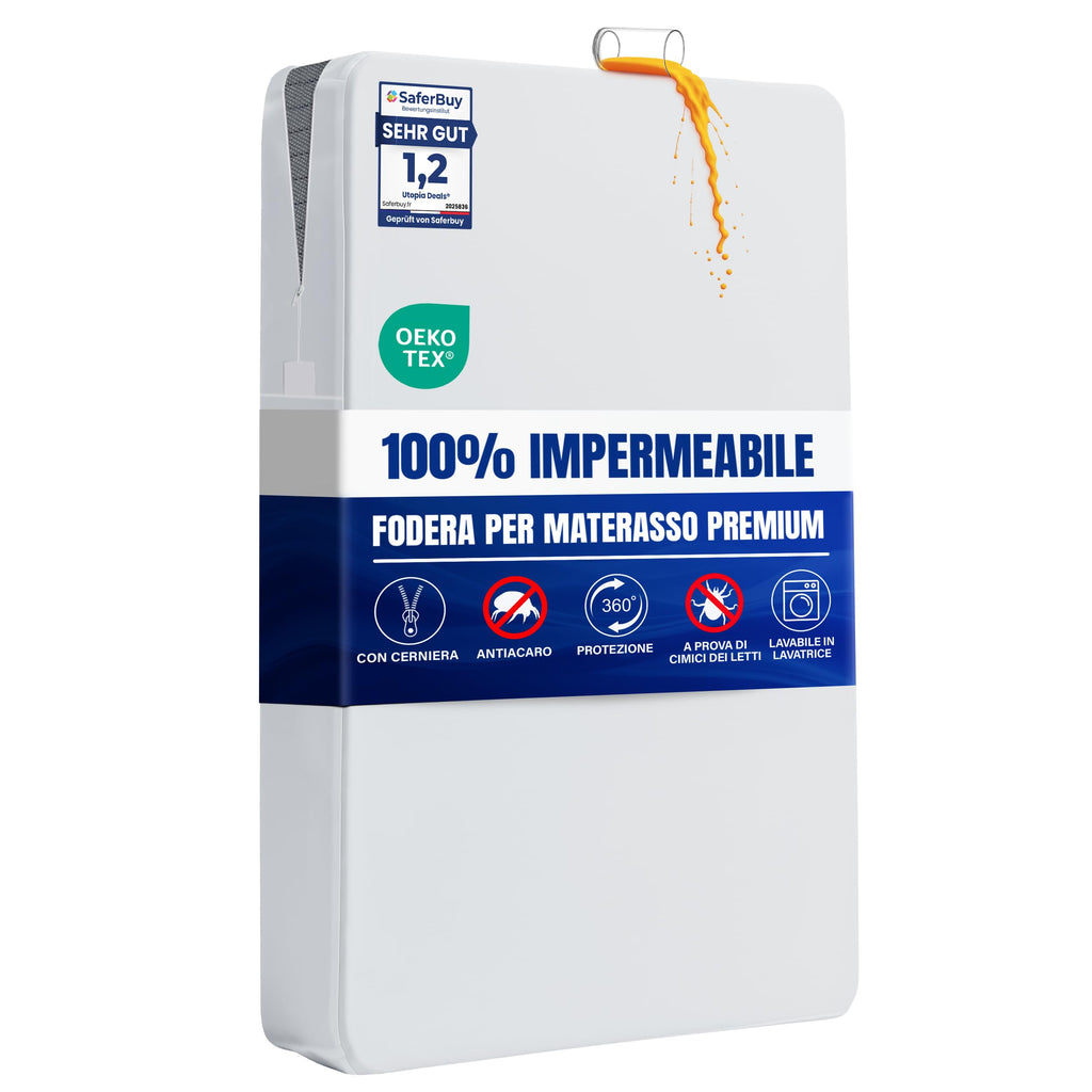 Coprimaterasso Integrale Impermeabile Premium 140 x 200 x 20 cm Zip