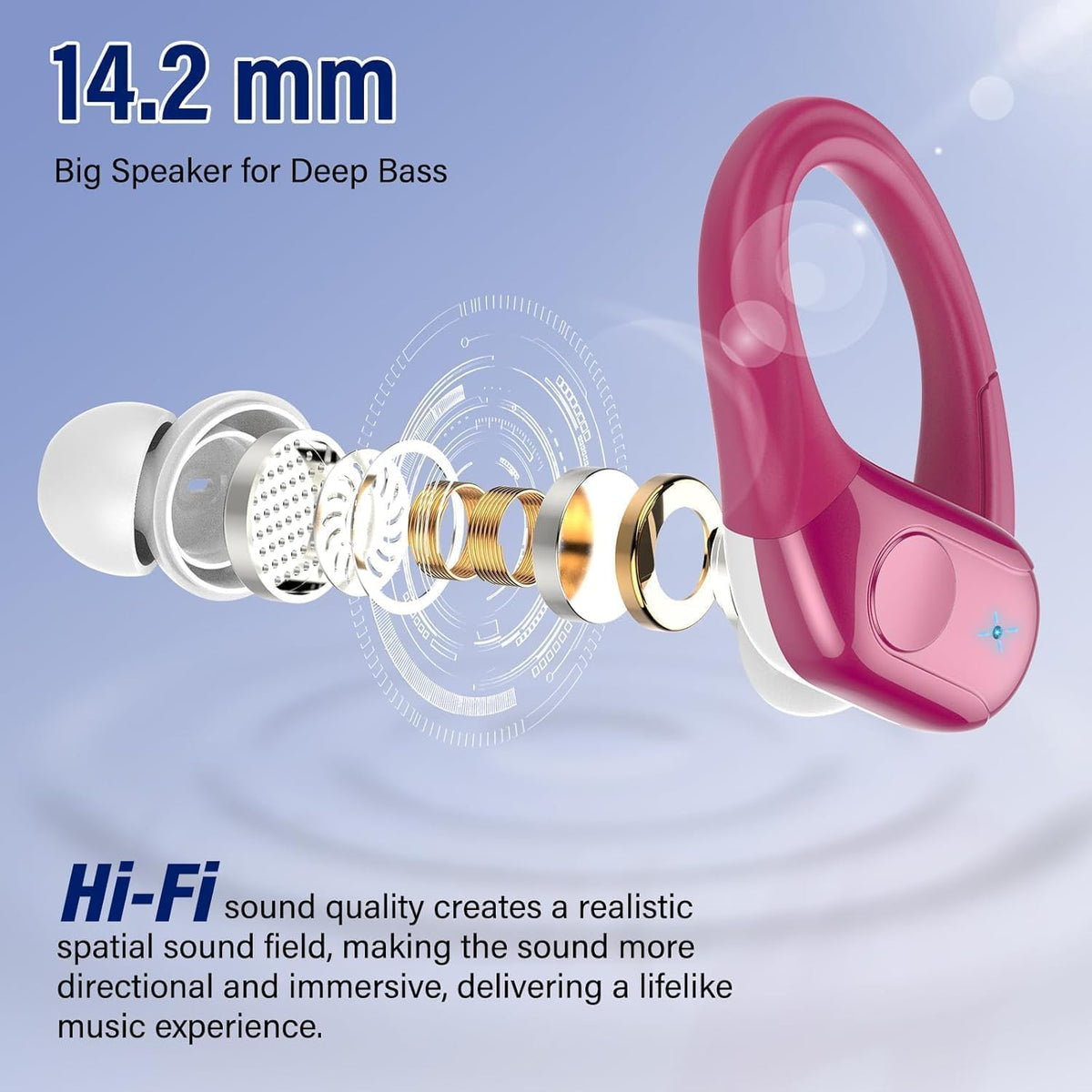 Qecnato Cuffie Bluetooth Senza Fili, Auricolari Bluetooth 5.4 con Stereo HiFi, 75 Ore, Auricolari con 4 ENC Mic, Display LED, IP7 impermeabili Cuffiette Wireless per Jogging, Lavoro, Nero