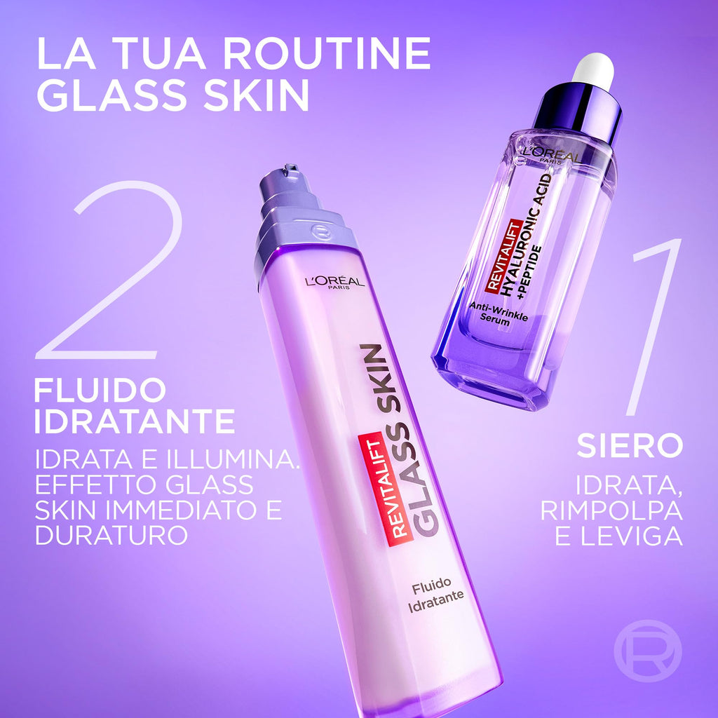 L'Oréal Paris Glass Skin Maschera in Idrogel, Per Tutti i Tipi di Pelle, Pelle Luminosa e Radiosa, Risultati Istantanei, Trend Coreana, Con Acido Ialuronico e Centella Asiatica, Revitalift, 1x37gr