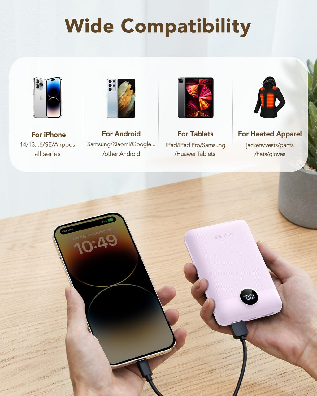 VEGER Power Bank 20000mAh, 22,5W Caricatore Ricarica Rapida PD3.0 QC4.0