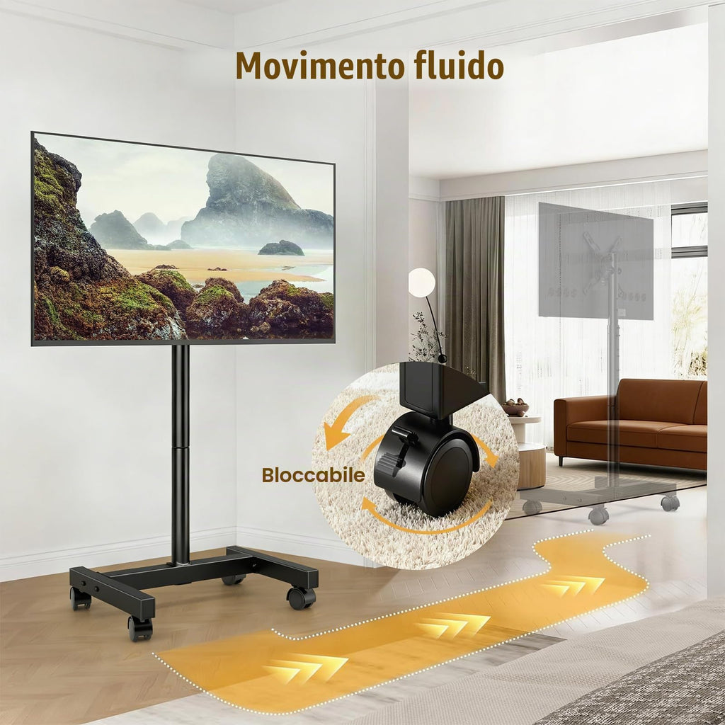 Supporto TV da Pavimento per Schermi Plasma/LCD/LED 23-60 Pollici con Ruote, Carrello Staffa Porta Mobile Supporto TV Fino a 40 kg, Max VESA 400 x 400 mm