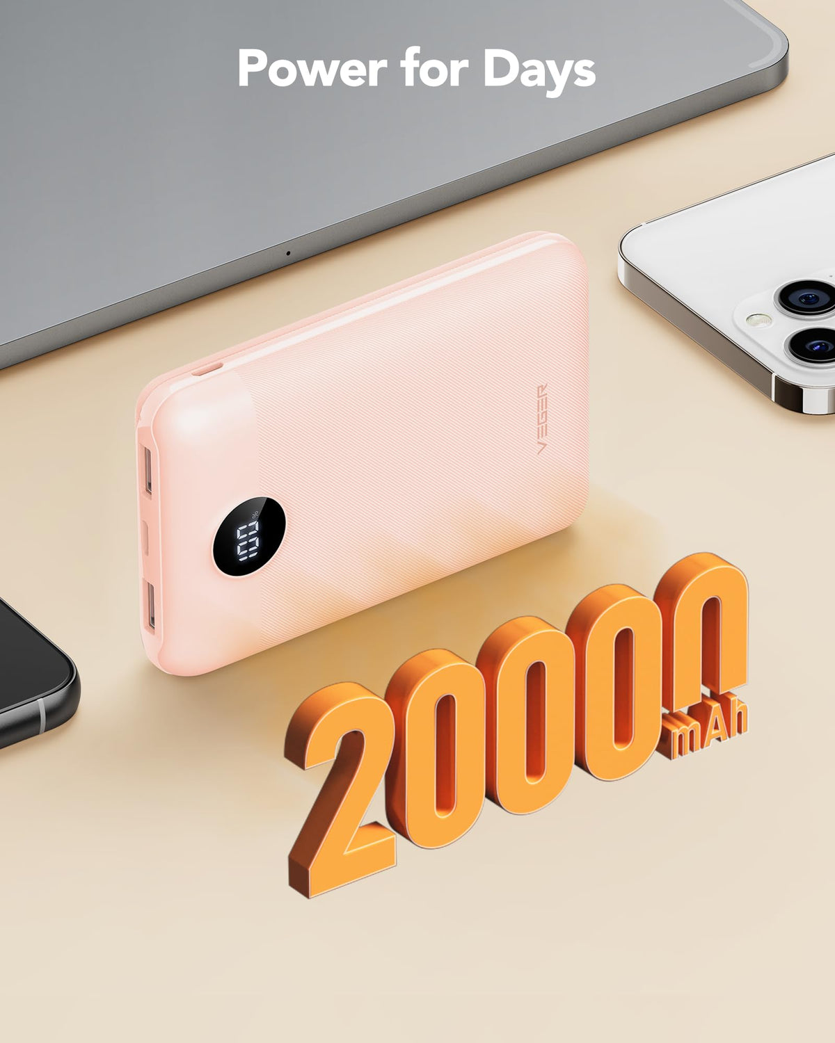 VEGER Power Bank 20000mAh, 22,5W Caricatore Ricarica Rapida PD3.0 QC4.0