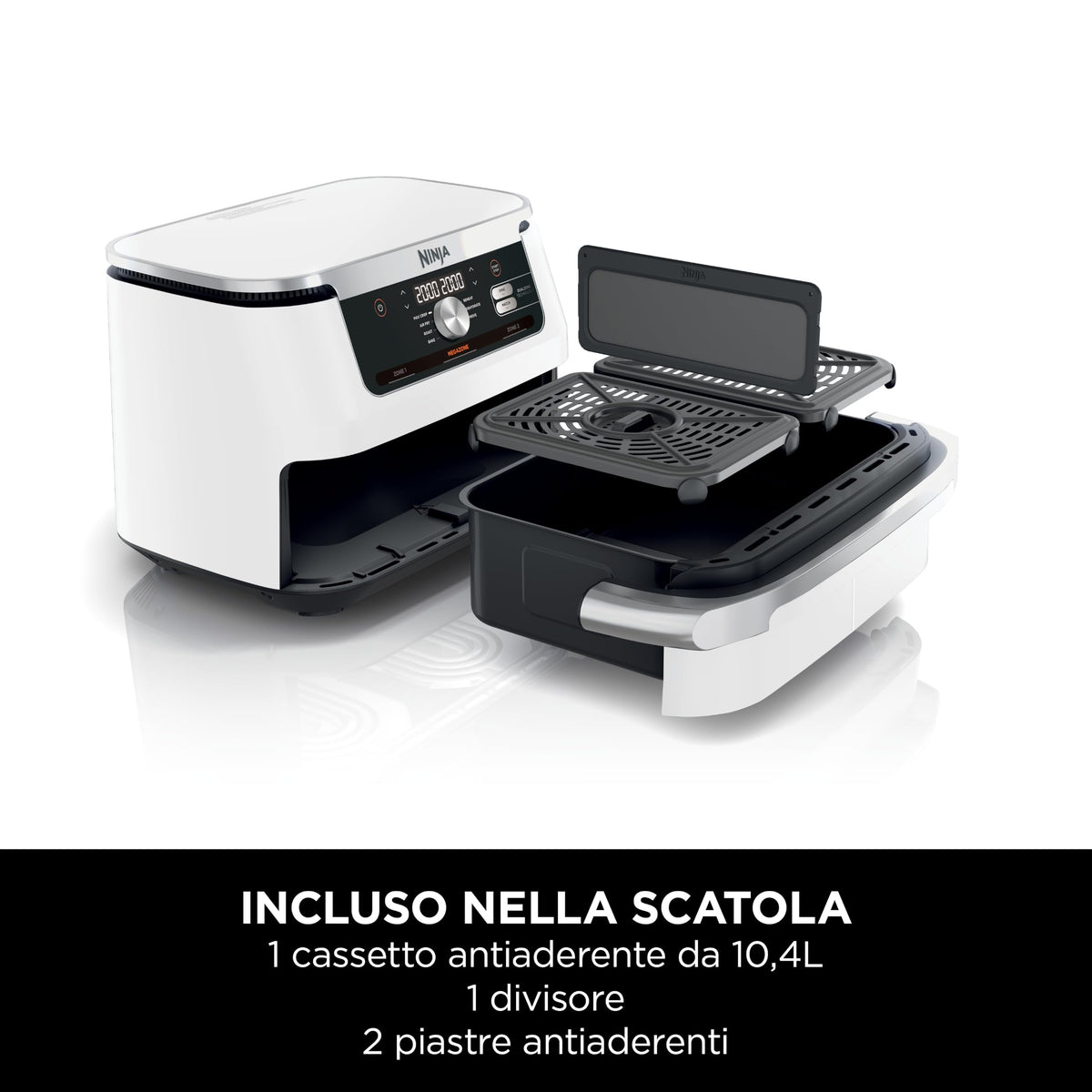 Ninja FlexDrawer, Friggitrice ad Aria XL, Doppia Zona, 10,4L, Nero/Rame
