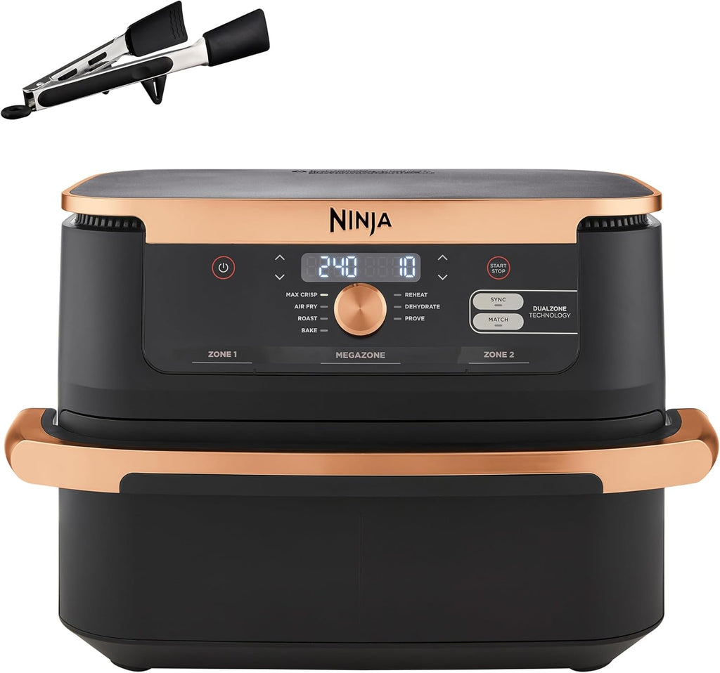 Ninja FlexDrawer, Friggitrice ad Aria XL, Doppia Zona, 10,4L, Nero/Rame
