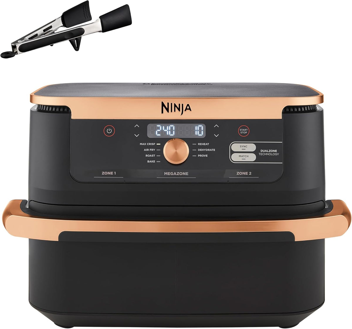 Ninja FlexDrawer, Friggitrice ad Aria XL, Doppia Zona, 10,4L, Nero/Rame