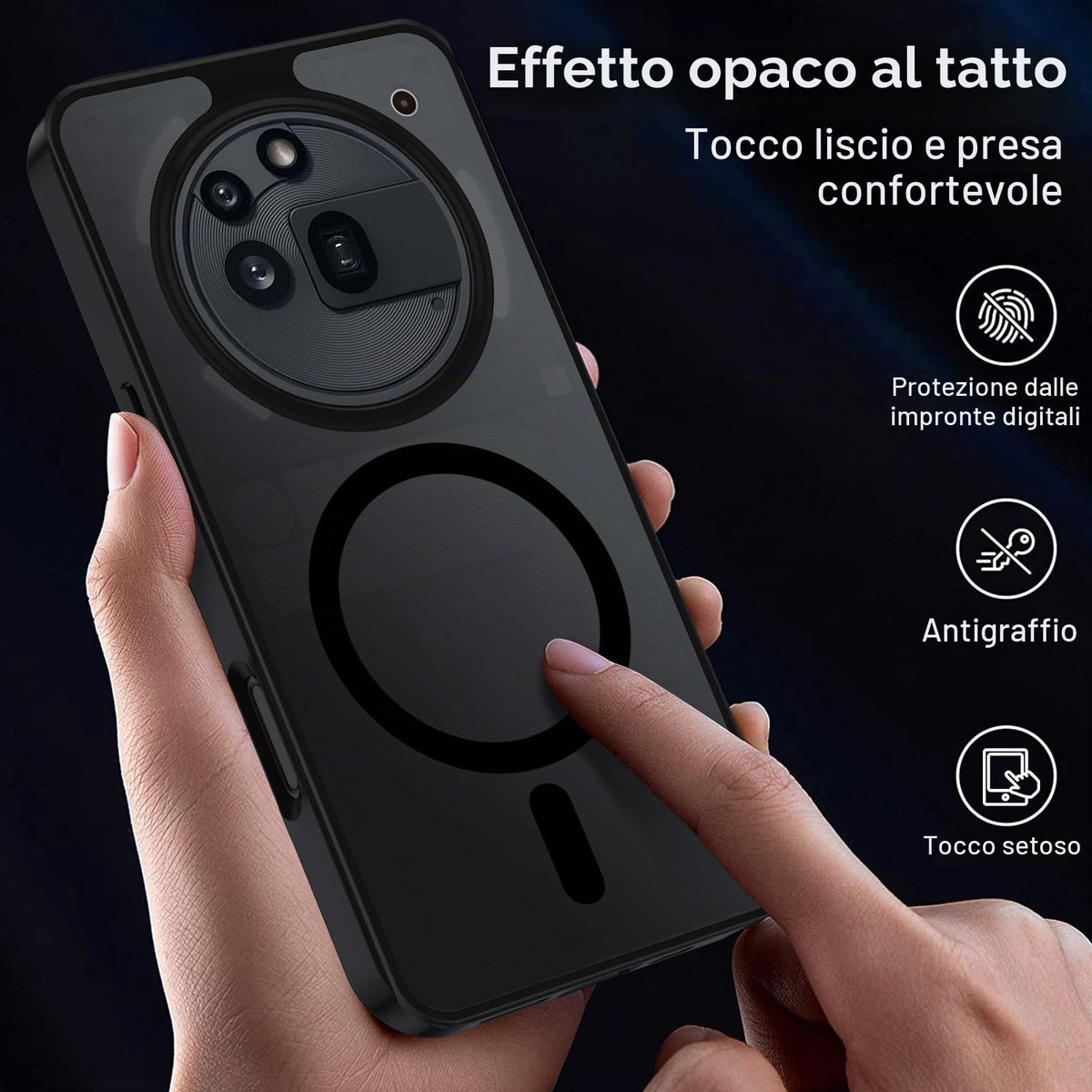 XTCASE Cover Magnetica per Google Pixel 11/11 Pro 5G Traslucida Opaca, Nero