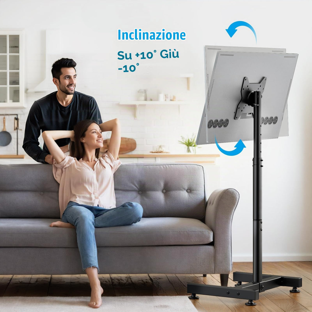 Supporto TV da Pavimento per Schermi Plasma/LCD/LED 23-60 Pollici con Ruote, Carrello Staffa Porta Mobile Supporto TV Fino a 40 kg, Max VESA 400 x 400 mm