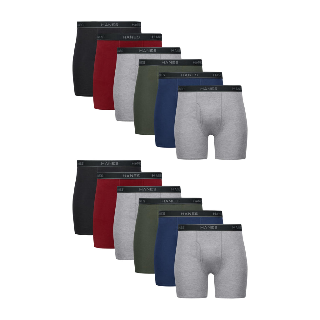 Hanes Men's Underwear Boxer Briefs Pack, Cool & Breathable Cotton Moisture-wicking Underwear for Men, No Ride Up