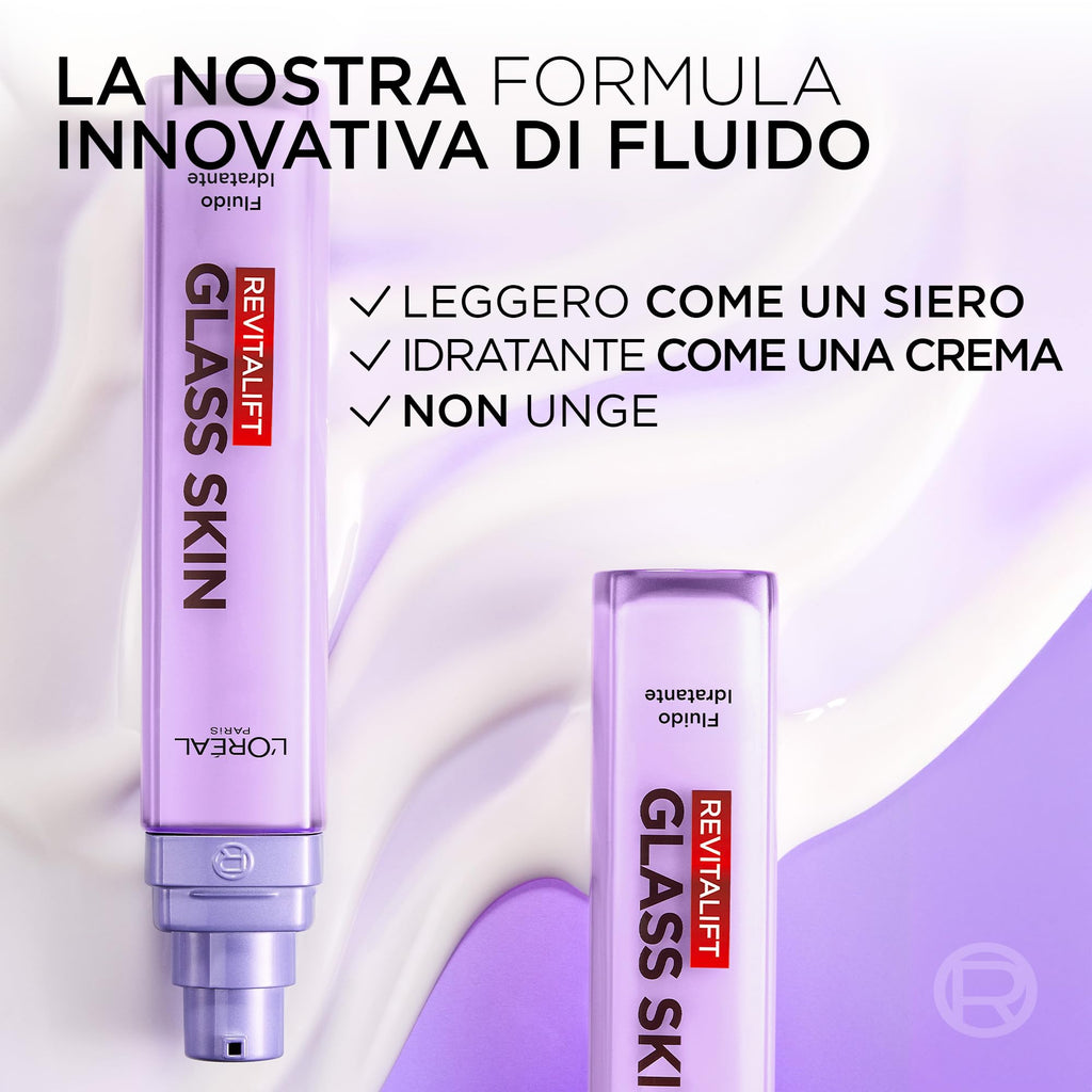 L'Oréal Paris Glass Skin Maschera in Idrogel, Per Tutti i Tipi di Pelle, Pelle Luminosa e Radiosa, Risultati Istantanei, Trend Coreana, Con Acido Ialuronico e Centella Asiatica, Revitalift, 1x37gr
