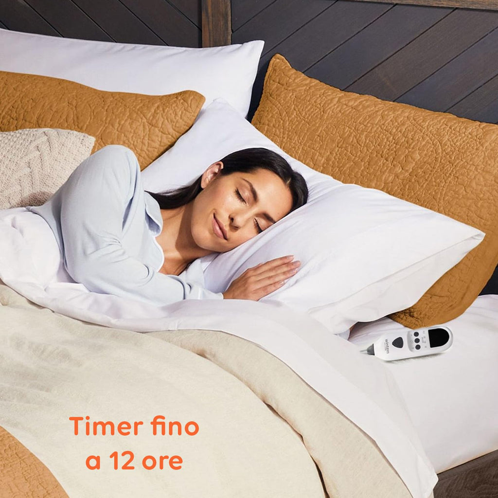 Wintem - Comfy+ Coprimaterasso Elettrico Matrimoniale 160x140cm - Scaldaletto con 4 Livelli di Temperatura - Coperta Elettrica Riscaldante in Poliestere - Timer 8h - Sicurezza Anti-Surriscaldamento